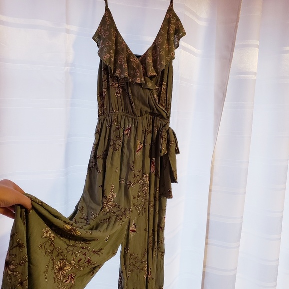 Rue21 Olive Green floral jumpsuit - Picture 1 of 4